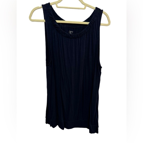 LOFT - Navy rounded elastic neck Sleeveless Top - Size L - Picture 2 of 3